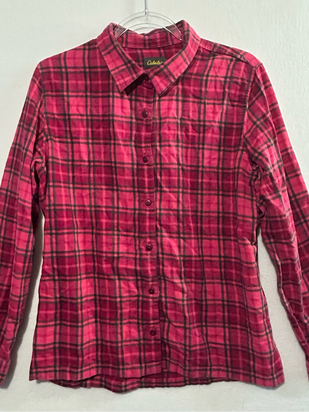 Cabela's Red and Black Plaid Flannel Shirt